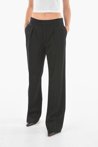 Virgin Wool Straight-leg Pants with Single Pleat