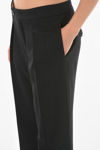 Virgin Wool Straight-leg Pants with Single Pleat