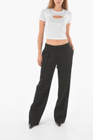 Virgin Wool Straight-leg Pants with Single Pleat