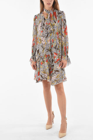 Chiffon KACIE Mini Dress with Leopard and Floral Print