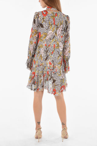 Chiffon KACIE Mini Dress with Leopard and Floral Print