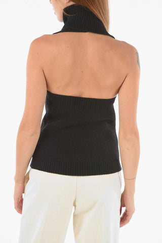 Top Monospalla in Lana con Nappa Decorativa
