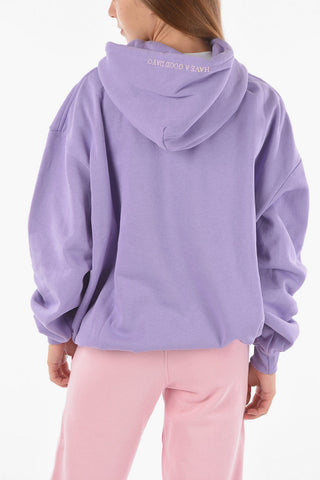 Felpa Oversized in Cotone GOOD FOR YOU con Ricami e Cappuccio
