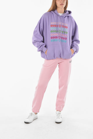 Felpa Oversized in Cotone GOOD FOR YOU con Ricami e Cappuccio
