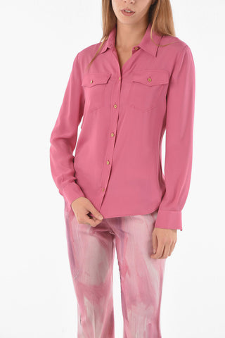 BOUTIQUE Silk Blend Shirt with Double Breast Pocket