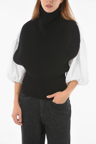 Pullover a Collo Alto in Lana Smanicato