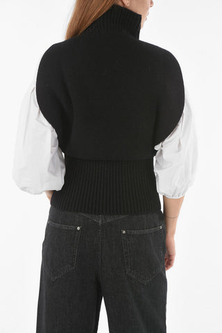 Pullover a Collo Alto in Lana Smanicato