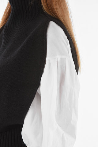 Pullover a Collo Alto in Lana Smanicato