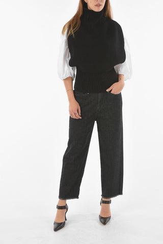 Pullover a Collo Alto in Lana Smanicato