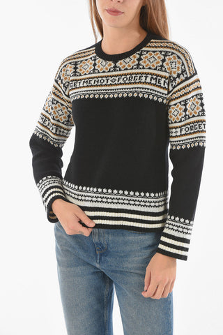 Crew Neck FORGET ME NOT Virgin Wool Pullover