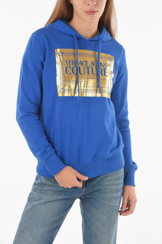 COUTURE Lamè Printed Logo Fleece Cotton Hoodie