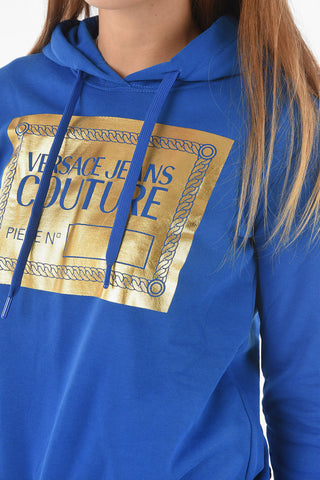 COUTURE Lamè Printed Logo Fleece Cotton Hoodie