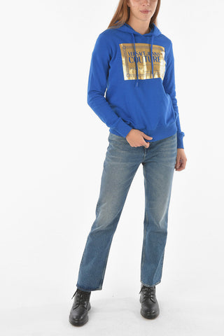 COUTURE Lamè Printed Logo Fleece Cotton Hoodie