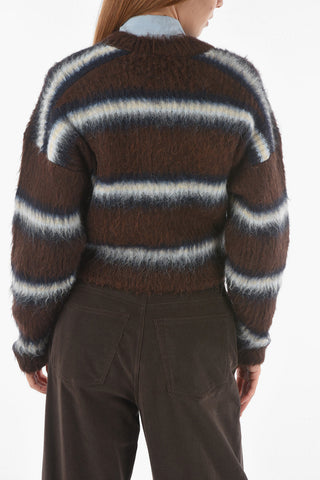 Cardigan Crop con Motivo a Righe