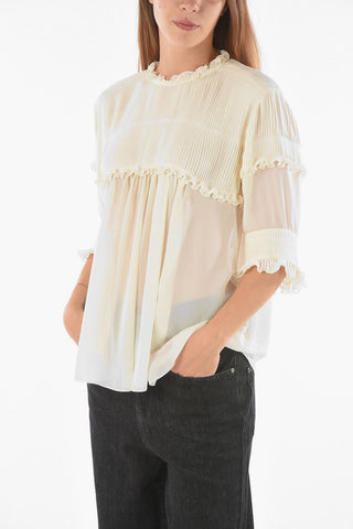 See-through Rouched Top with Pleated Detailing