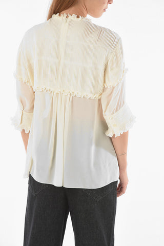 See-through Rouched Top with Pleated Detailing