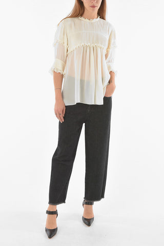 See-through Rouched Top with Pleated Detailing