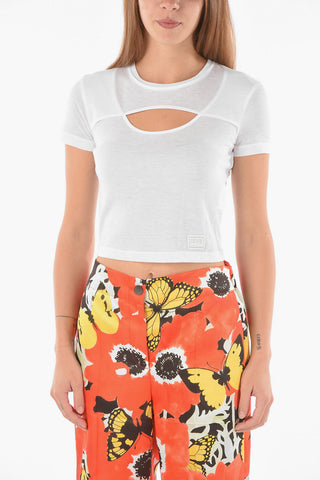 COUTURE Short-sleeved Cut Out Detail Crop Top
