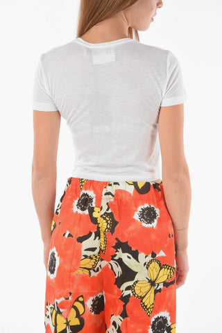 COUTURE Short-sleeved Cut Out Detail Crop Top