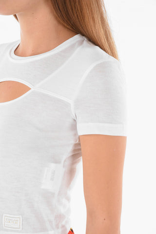 COUTURE Short-sleeved Cut Out Detail Crop Top