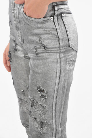 AMBER Lamè Coated Cotton Skinny Fit Denims