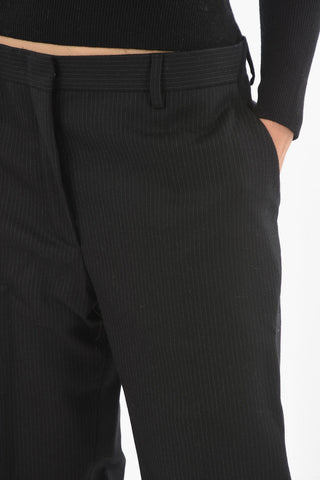 Pinstriped Cropped Fit Wool Pants