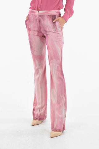 COUTURE! Pantaloni Flare in Lana in Stampa Painting
