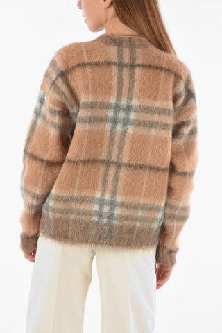 Pullover Girocollo in Misto Mohair con Motivo Tartan