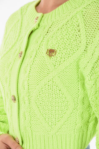Aran Wool Blend Cardigan with Matching Crop Top and Jewel Buttons