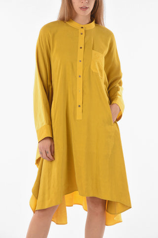 Linen Silk ANAGRAM Tunic Dress with Embroidered Logo