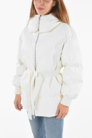 Gepolsterter Bomber-Hoodie aus Kunstleder KAYLA mit Logogürtel in der Taille