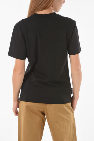 Crew Neck Lamè Logo Cotton T-Shirt