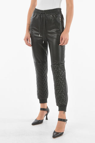Joggers In EcoPelle Con Dettaglio Trapuntato