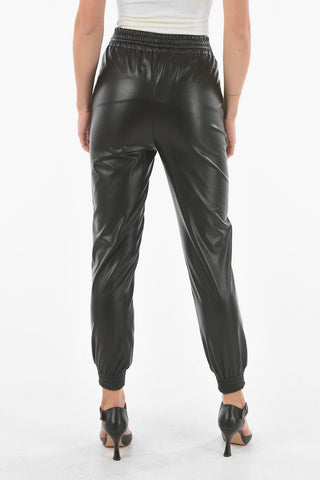 Joggers In EcoPelle Con Dettaglio Trapuntato