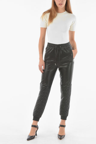 Joggers In EcoPelle Con Dettaglio Trapuntato