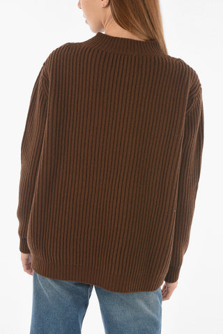 Crew Neck Ribbed Wool Pullover