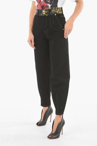 COUTURE Patterned Pocket and Waistband Mom Fit Denims