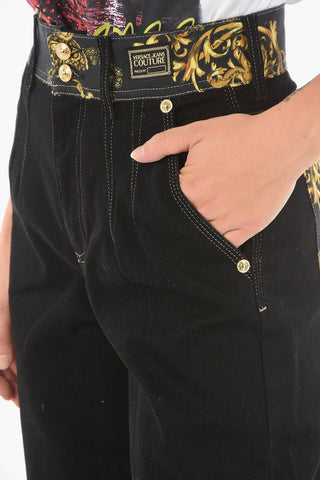 COUTURE Patterned Pocket and Waistband Mom Fit Denims