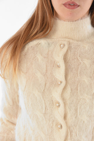 Turtleneck Jewel Button Mohair Blend Sweater