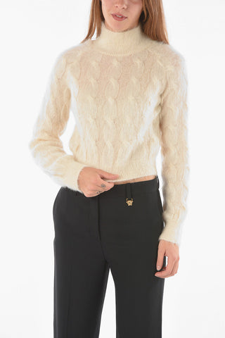 Turtleneck Jewel Button Mohair Blend Sweater