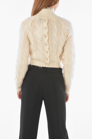 Turtleneck Jewel Button Mohair Blend Sweater