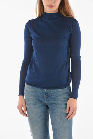 Turtleneck Raw Cut-edged Extrafine Wool Sweater