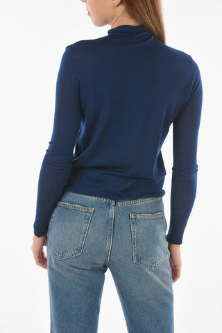 Turtleneck Raw Cut-edged Extrafine Wool Sweater