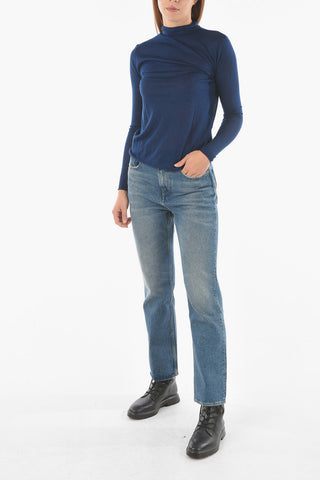 Turtleneck Raw Cut-edged Extrafine Wool Sweater