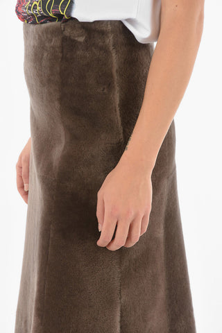 Shearling Midi Skirt