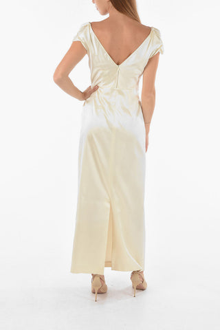 Satin Silk Mermaid Dress with Corset and Back Slit