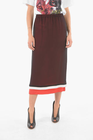 Silk Double-layered Midi Skirt with Waist Elastic Band