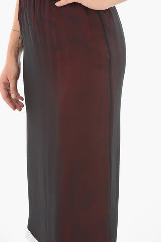 Silk Double-layered Midi Skirt with Waist Elastic Band