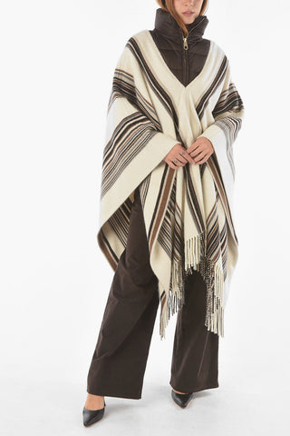 Poncho In Misto Cashmere E Seta Con Collo Immbottito