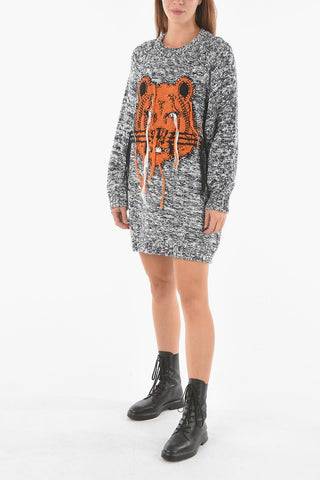 Distressed Embroidery K-TIGER Knitted Dress
